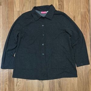 🚨 Liz Lange Maternity Heathered Gray Button-Up Knit Jacket XL